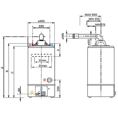 Ariston S/SGA BF X 120 EE gázüzemű vízmelegítő, parapetes, 120 literes (3211034)