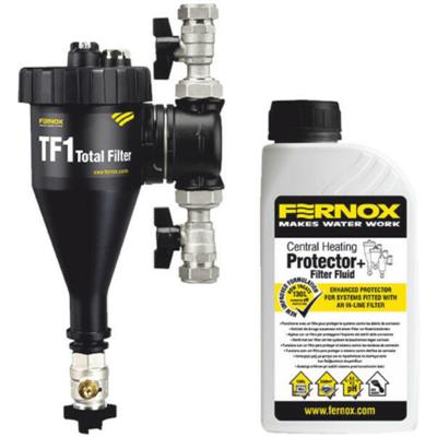 FERNOX Total filter TF1 iszapleválasztó, mágneses, golyóscsappal 3/4" + F1 inhibitor folyadék 