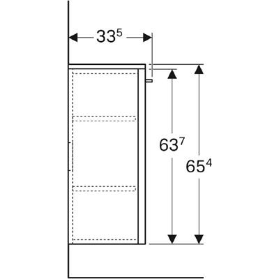 Geberit Selnova oldalsó szekrény, 1 ajtó, 33x65.4x33.5cm, mf. fehér - kifutó, helyette: 501.272.00.1