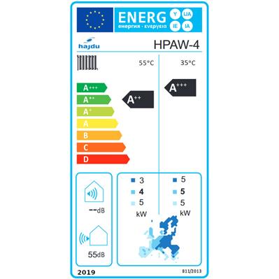 Hajdu HPAW -4 levegő-víz fűtési/hűtési hőszivattyú  4kW, 1fázis, R32
