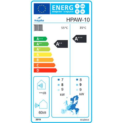 Hajdu HPAW-10 levegő-víz fűtési/hűtési hőszivattyú 10kW, 1fázis, R32