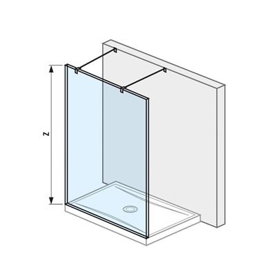 Jika Cubito Pure 130 üvegfal, rögzített, két támasszal, ezüst/átlátszó üveg,  128x200 cm 