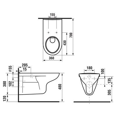 Jika Deep by Jika fali WC-csésze mozgáskorlátozottak részére, mélyöblítésű, 70 cm