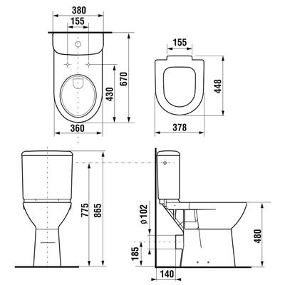 Jika Deep by Jika monoblokkos WC-csésze mozgáskorlátozottak részére, mélyöblítésű, hátsó kifolyású