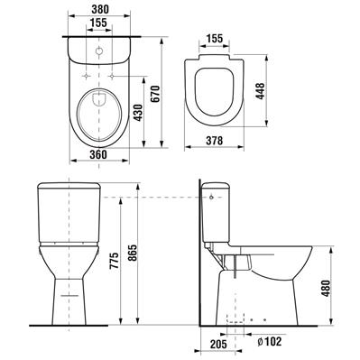 Jika Deep by Jika monoblokkos WC-csésze mozgáskorlátozottak részére, mélyöblítésű, alsó kifolyású